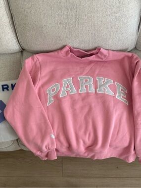 Parker Pink Crewneck Sweatshirt with White Lettering